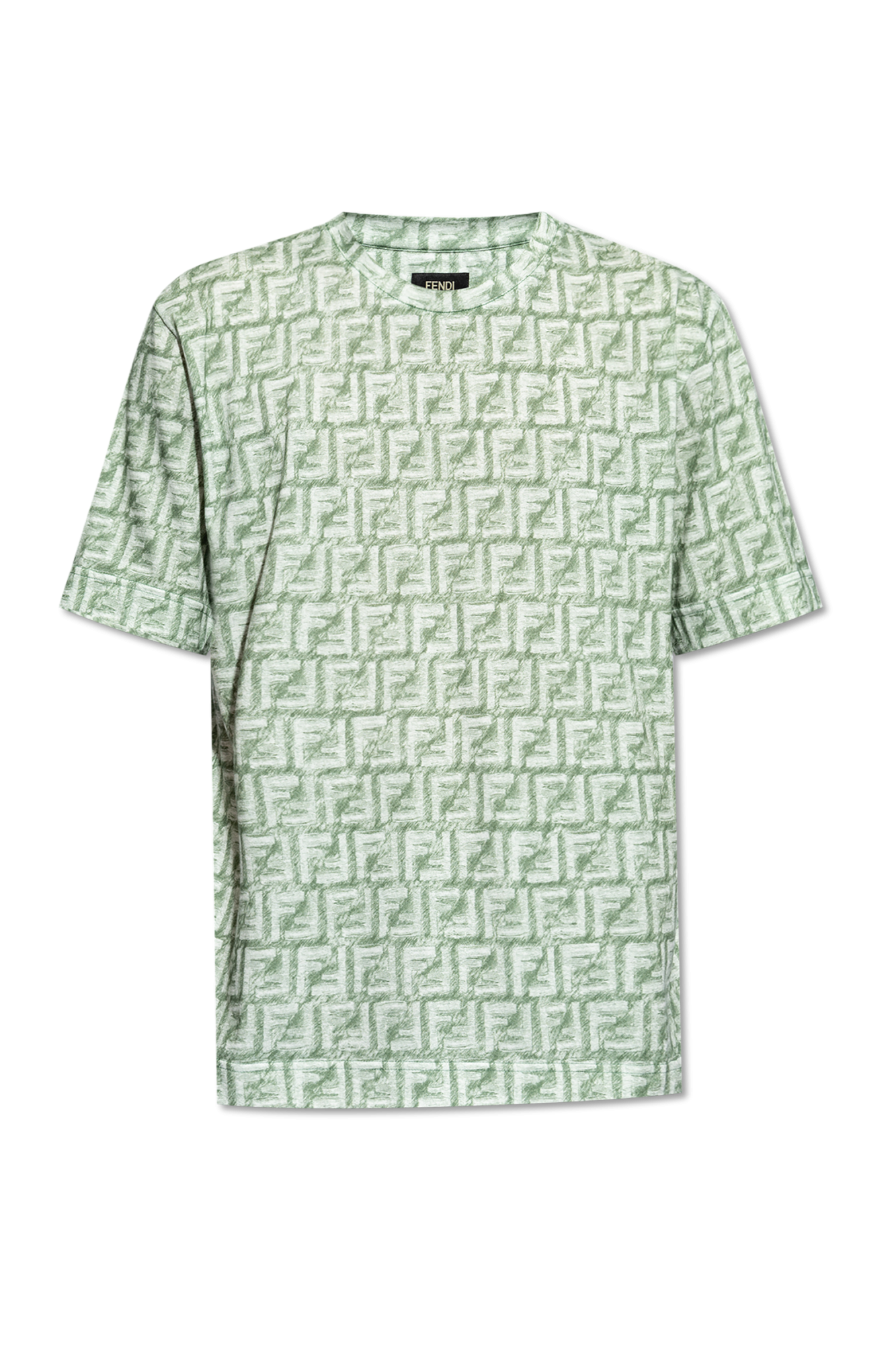 【ミニマルに魅せる】FENDI コットン FFプリント Tシャツ 3色 FENDI ブルー FFコットン Tシャツ FY0936-AR79-F04V6 (FENDI/T